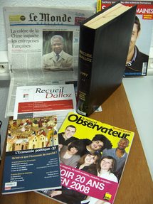 Le Monde, Le Nouvel Observateur, L'Economie politique, Sciences humaines, Le Recueil Dalloz sont des périodiques