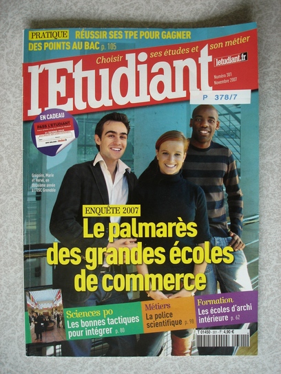 1&egrave;re de couverture de l'Etudiant
