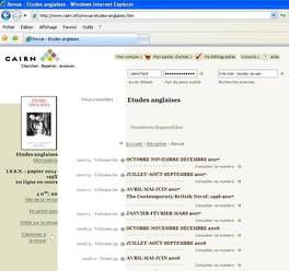 Etudes Anglaises, accessible sur CAIRN