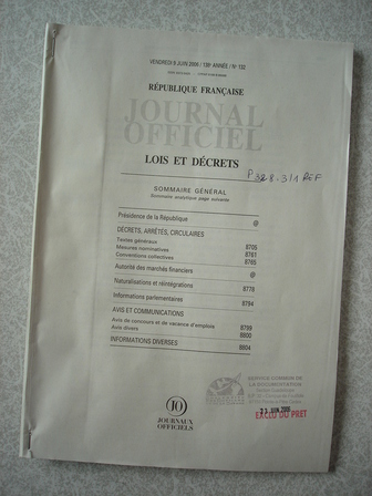 Le Journal officiel sous sa forme imprim&eacute;e