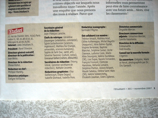 Ours dans la revue L'Etudiant