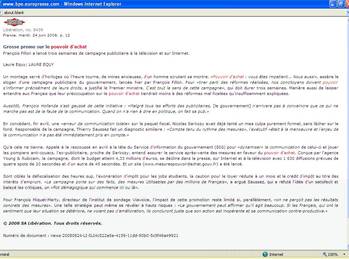 Article dans la version &eacute;lectronique du quotidien Lib&eacute;ration